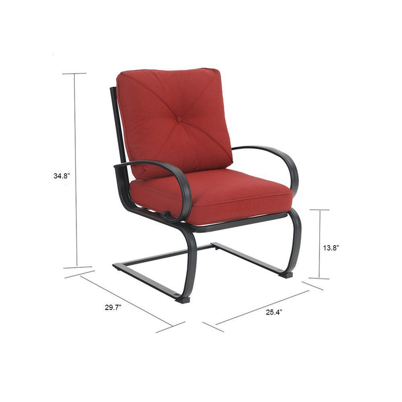 PHI VILLA C-Spring Metal Cushioned Lounge Chairs