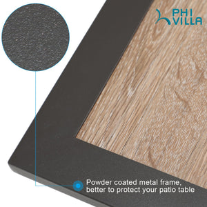 Phi Villa Wood-Look Patio Dining Table with Umbrella Hole